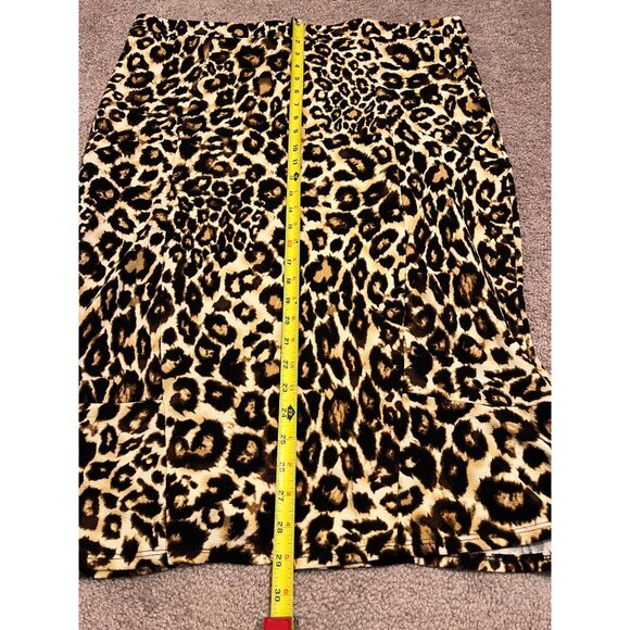 Ultra Teeze Womens Leopard Print Flared Midi Skirt 2X Polyester Stretch Waist - Picture 4 of 7